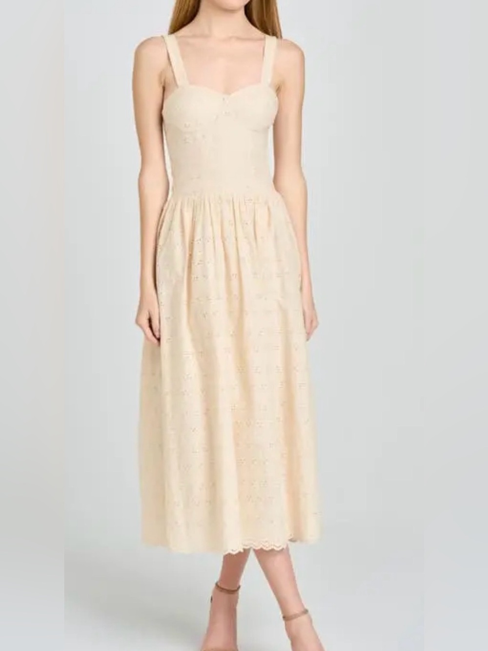 Wayf Cream Eyelet Midi Dress - Picture 3 of 7